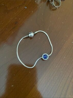 Pandora Silver Bracelet with Sapphire Blue Crystal Accent